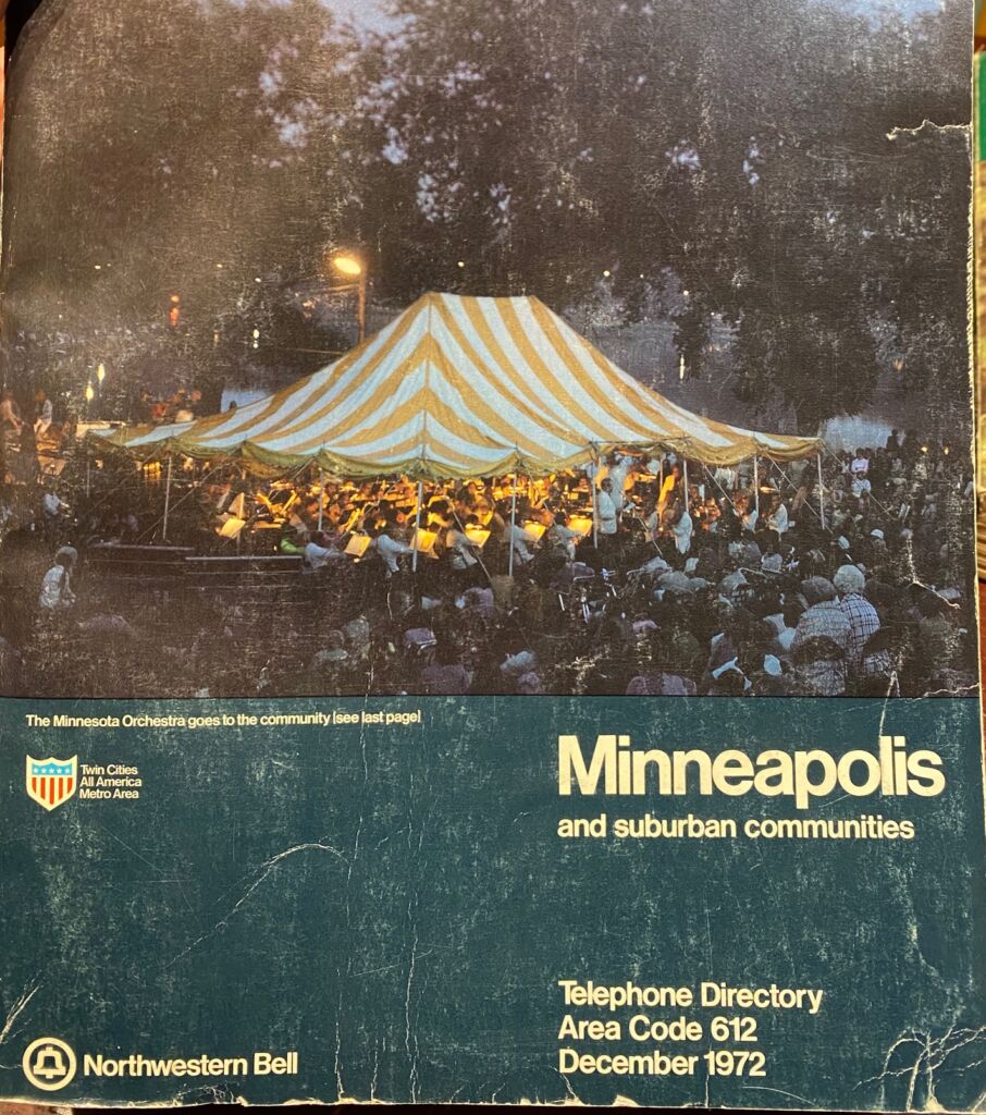 cover 1972 Minneapolis phone book.