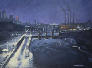Lock and Dam No. 2, Mississippi River, Minneapolis, 2013. Acrylic on Paper.