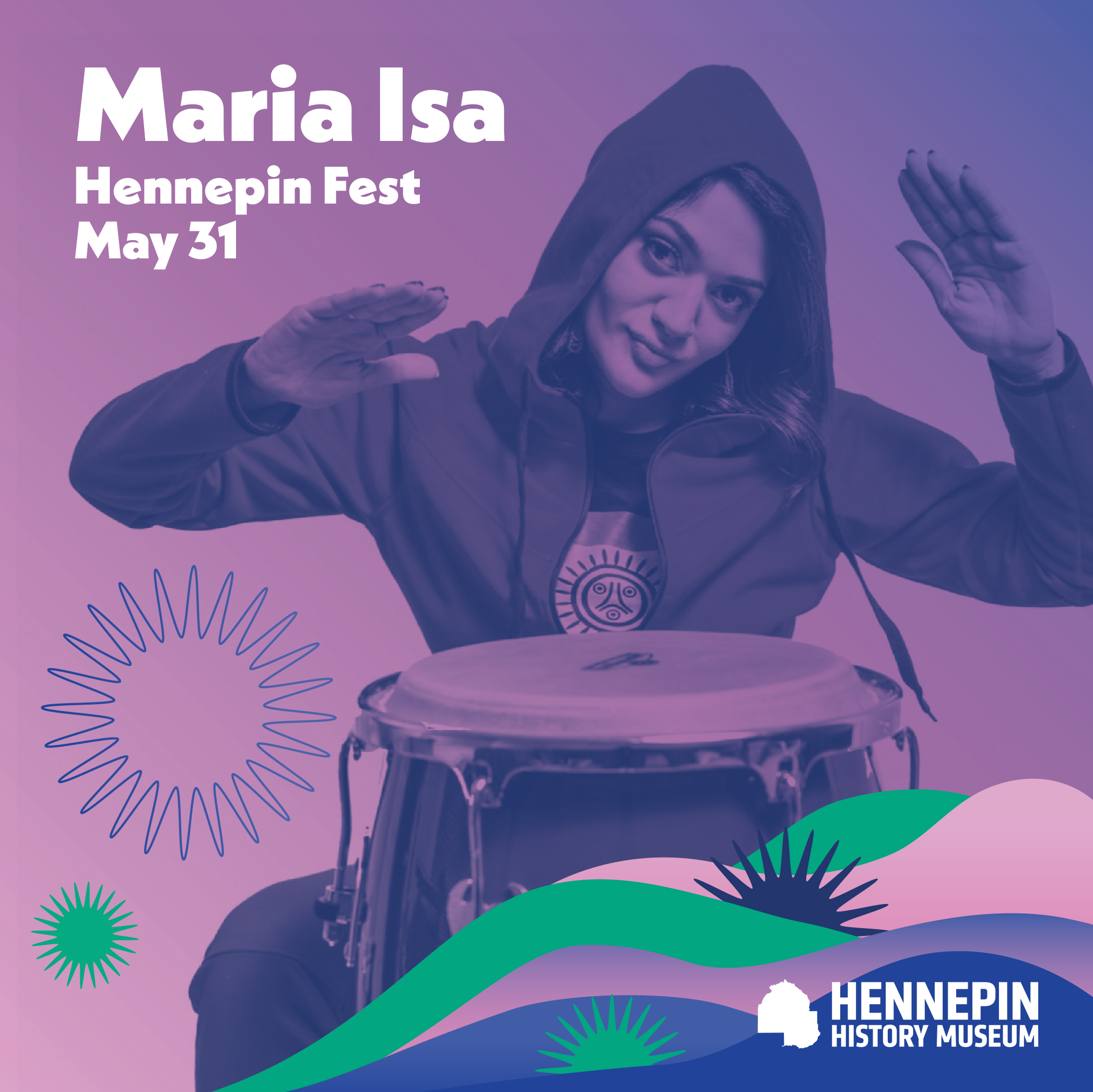 Maria Isa on drums. Hennepin Fest. May 31.